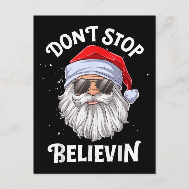 Don't Stop Believin Santa Funny Christmas Enclosure Card (Front)