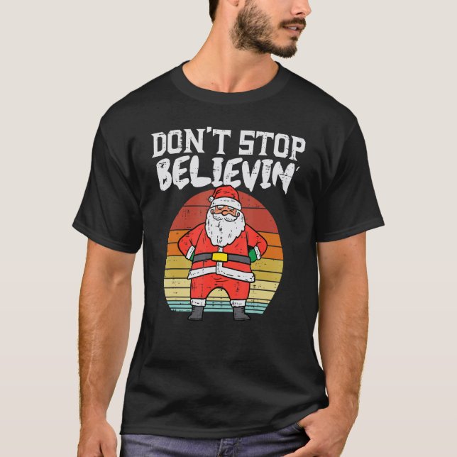 Dont Stop Believin Santa Retro Christmas Xmas Men  T-Shirt (Front)