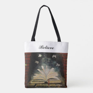 "Don't Stop Believing." All-Over-Print Tote Bag