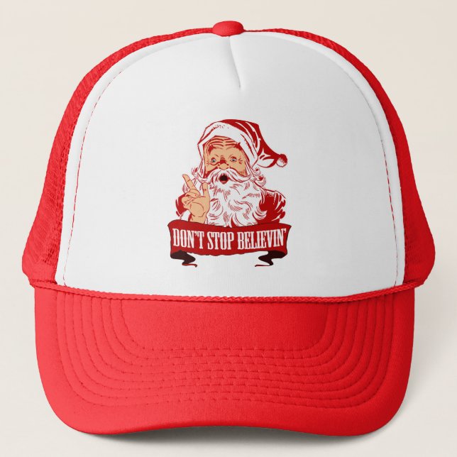 Dont Stop Believing in Santa Trucker Hat (Front)