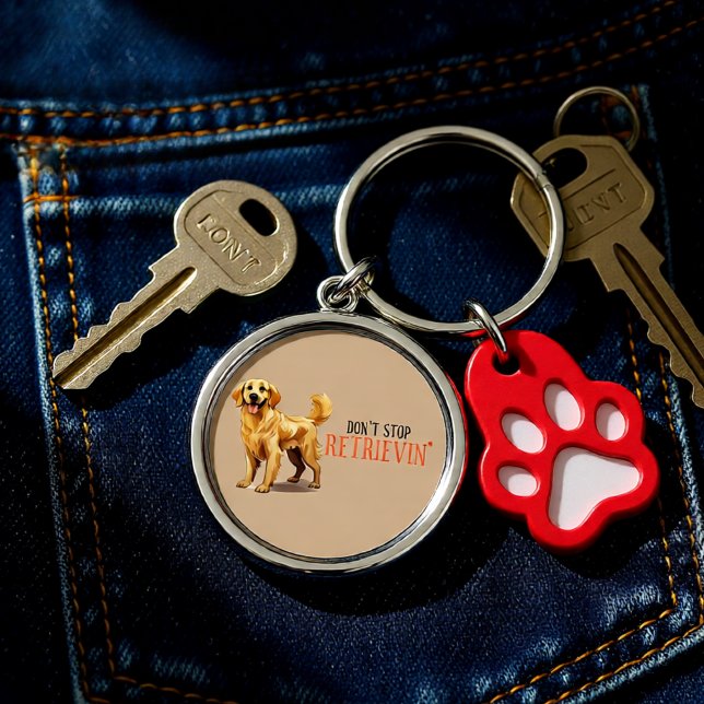 Don't Stop Retriving - dog lover -Golden Retriever Key Ring (Don’t Stop Retrievin’ Golden Retriever Funny Keychain)