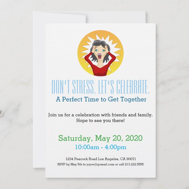 Don't Stress Last Minute Party Invitation (Front)