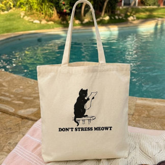 Don't Stress Meowt Cat Tote Bag, Cat lover gifts, Bag