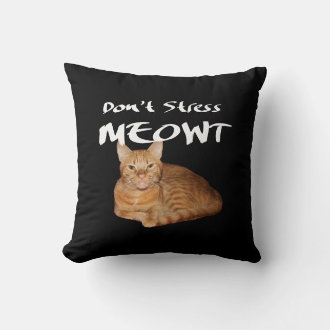 Don't Stress Meowt - Orange Cat Stress Me Out Cushion (Front)