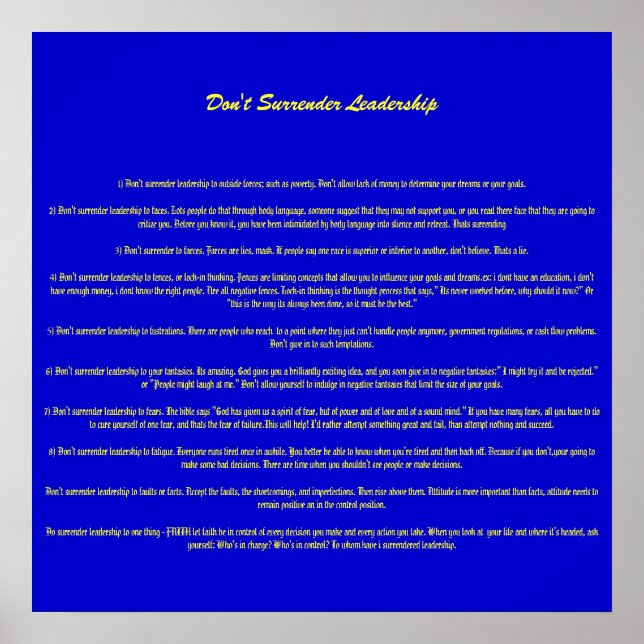 Don't Surrender Leadership - Customised Poster (Front)