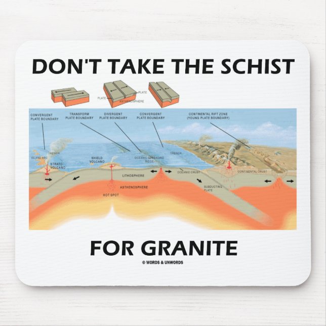 Don't Take The Schist For Granite (Geology Humour) Mouse Mat (Front)