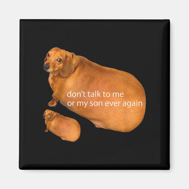 Don't Talk To Me Or My Son Ever Again Funny Dachsh Magnet (Front)