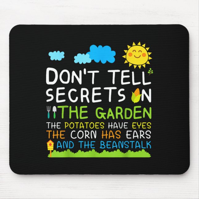 Don't Tell Secret In The Garden Funny Gardener  Mouse Mat (Front)