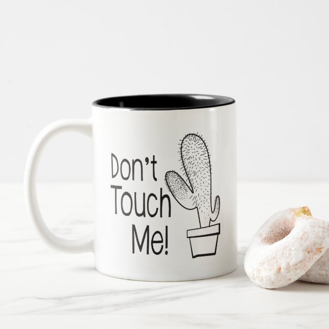 Don't Touch Me Version 1 Two-Tone Coffee Mug (With Donut)