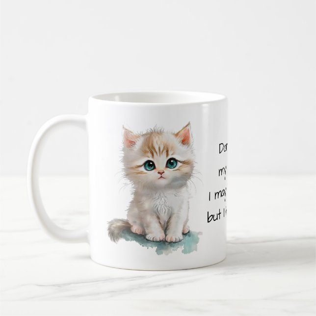 Don't Touch My Coffee...I have claws. Cute Kitten Coffee Mug (Left)