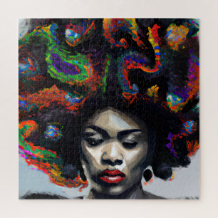 Don't Touch My Hair Black Melanin Afro Queen Crown Jigsaw Puzzle