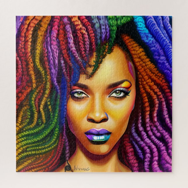 Don't Touch My Hair Black Melanin Afro Queen Crown Jigsaw Puzzle (Vertical)