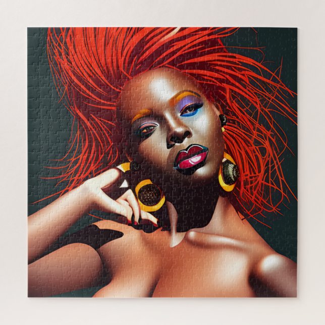 Don't Touch My Hair Black Melanin Afro Queen Crown Jigsaw Puzzle (Vertical)