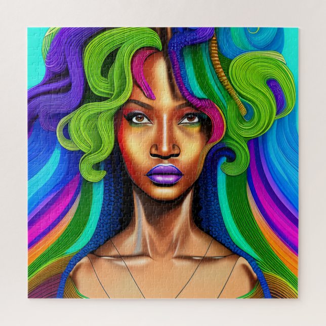 Don't Touch My Hair Black Melanin Afro Queen Crown Jigsaw Puzzle (Vertical)
