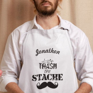 Don't Trash the Stache Moustache Retro Hipster Long Apron