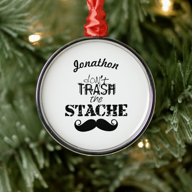 Don't Trash the Stache Moustache Retro Hipster Metal Tree Decoration (Tree)