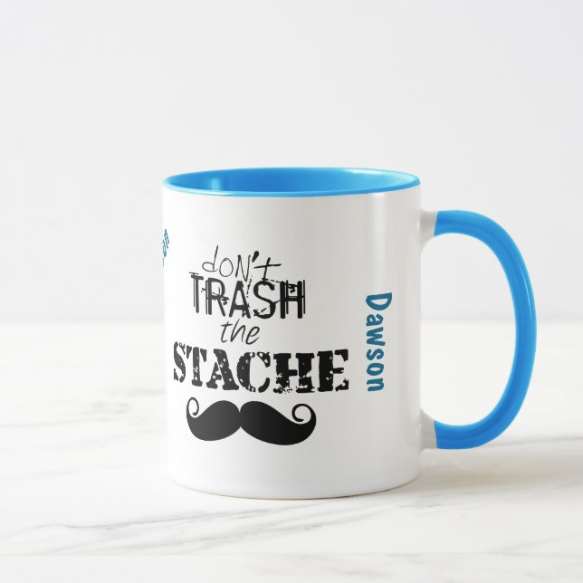 Don't Trash the Stache Moustache Retro Hipster Mug (Right)