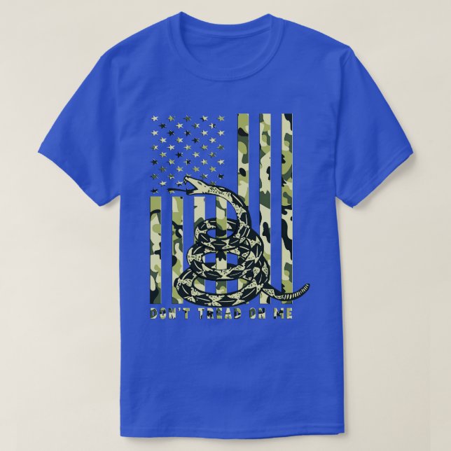 Dont Tread on Me Camo American Flag T-Shirt (Design Front)