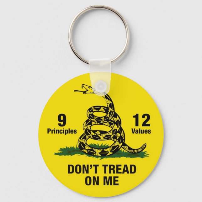 Don't Tread on Me Flag 9 Principles 12 Values Key Ring (Front)