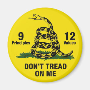 Don't Tread on Me Flag 9 Principles 12 Values Magnet