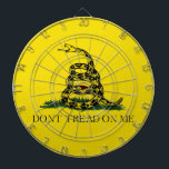 Don't Tread on Me Gadsden American Flag Dartboard<br><div class="desc">Don't Tread on Me Gadsden American Flag: A historical American flag with yellow background and a coiled rattlesnake with the words "Dont Tread on Me" (yeah, the original did not have an apostrophe) written across the bottom. The flag is named after American general Christopher Gadsden, we designed it during the...</div>
