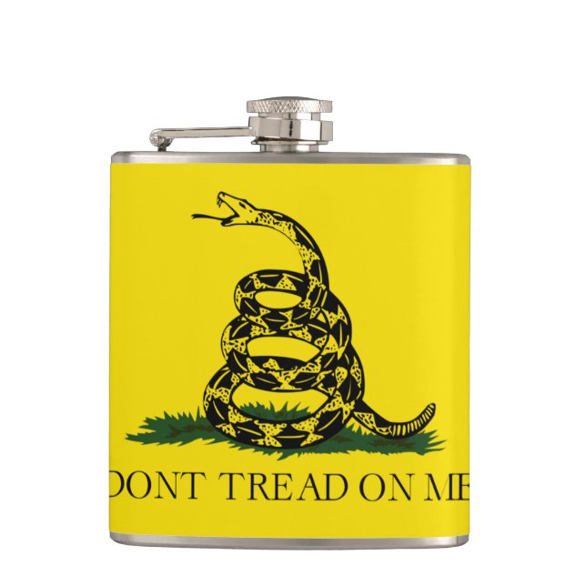 Don't Tread on Me Gadsden American Flag Hip Flask (Front)