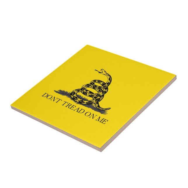 Don't tread on me Gadsden Flag BLACK YELLOW Tile (Side)