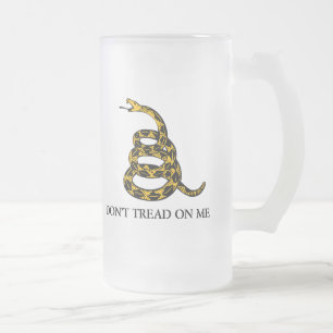 don't tread on me - gadsden flag libertarian frosted glass beer mug