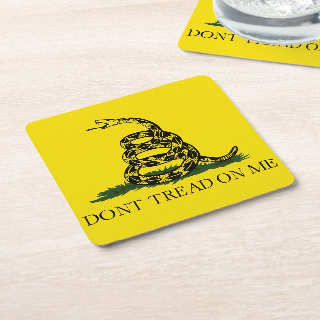 Don't Tread on Me Gadsden flag Square Paper Coaster (Angled)