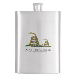 Don't Tread on Me or My Son Gadsden Flag Meme Hip Flask