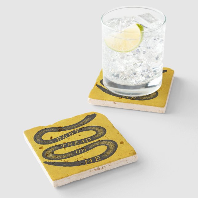 Dont Tread On Me Vintage Stone Coaster (Side)