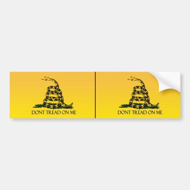 Don't Tread on Me, Yellow Gadsden Flag Ensign Bumper Sticker (Front)