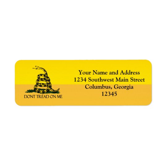 Don't Tread on Me, Yellow Gadsden Flag Ensign Return Address Label