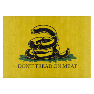 Don't tread on meat funny Gadsden flag parody meme Cutting Board