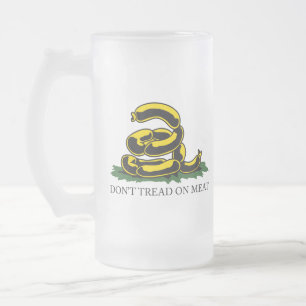 Don't tread on meat funny Gadsden flag parody meme Frosted Glass Beer Mug