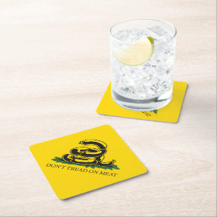 Don't tread on meat funny Gadsden flag parody meme Paper Coaster