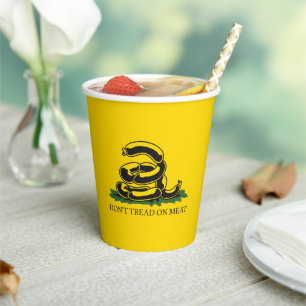 Don't tread on meat funny Gadsden flag parody meme Paper Cups