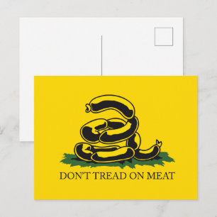 Don't tread on meat funny Gadsden flag parody meme Postcard