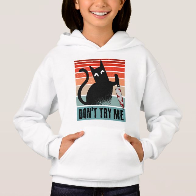 Don't try me, Moody Cat with knife Invitation (Front)