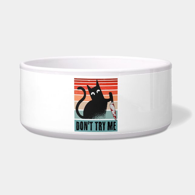 Don't try me, Moody Cat with knife Invitation (Front)