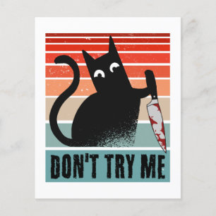 Don't try me, Moody Cat with knife Invitation
