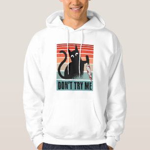 Don't try me, Moody Cat with knife Invitation Hoodie