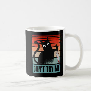 Don't try me, Moody Cat with knife Invitation Post Coffee Mug