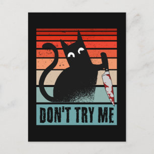 Don't try me, Moody Cat with knife Invitation Postcard