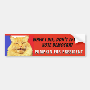 Don't Vote Democrat. Pumpkin For President Bumper Sticker