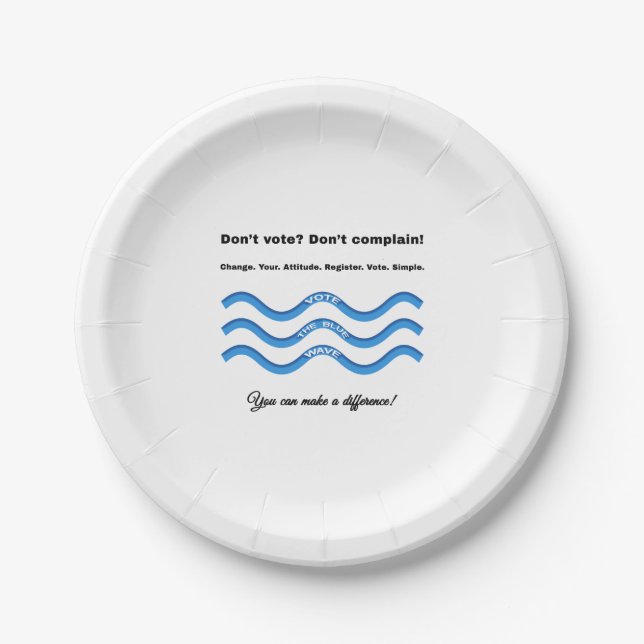 Don't vote? Don't complain! Paper Plate (Front)
