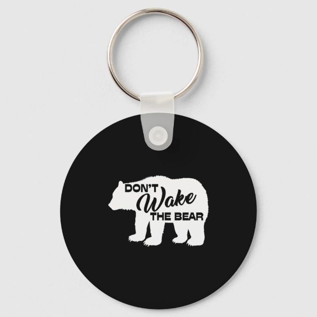 Don't Wake The Bear Funny Bear Silhouette Graphic  Key Ring (Front)