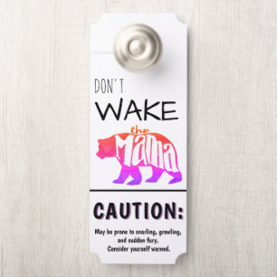 Don't Wake the Mama Bear Retro Rainbow Door Hanger