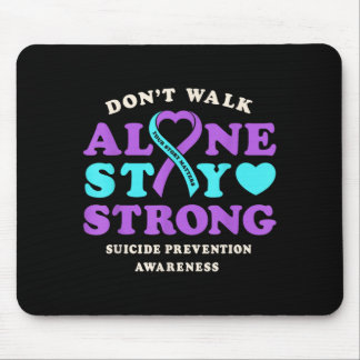 Don't walk alone prevention awareness ribbon heart mouse mat