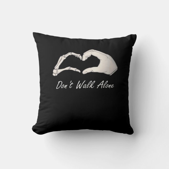 Don't Walk - White Classic - Skeleton Hands Hearts Cushion (Front)